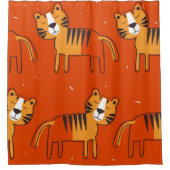 Tiger, handgezeichneter Hintergrund. Farbenfrohe, Duschvorhang (Vorderseite)