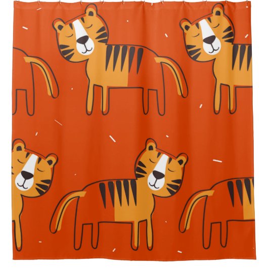 Tiger, handgezeichneter Hintergrund. Farbenfrohe, Duschvorhang (Vorderseite)