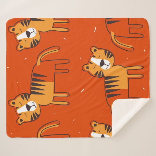 Tiger, handgezeichneter Hintergrund. Farbenfrohe,  Sherpadecke (Vorderseite (Horizontal))