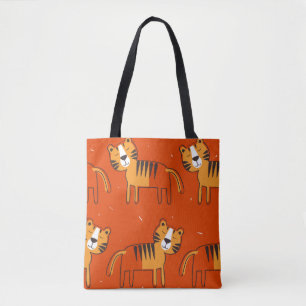 Tiger, handgezeichneter Hintergrund. Farbenfrohe,  Tasche