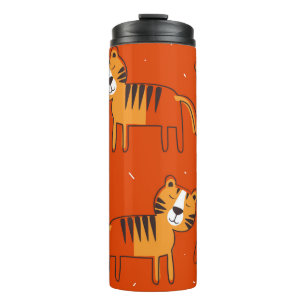Tiger, handgezeichneter Hintergrund. Farbenfrohe,  Thermosbecher