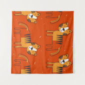 Tiger, handgezeichneter Hintergrund. Farbenfrohe, Wandteppich (Vorderseite (Horizontal))