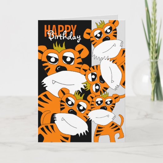 Tiger Happy Birthday Card Karte (Vorderseite)