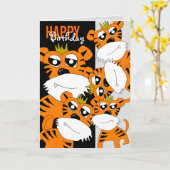 Tiger Happy Birthday Card Karte (Gelbe Blume)