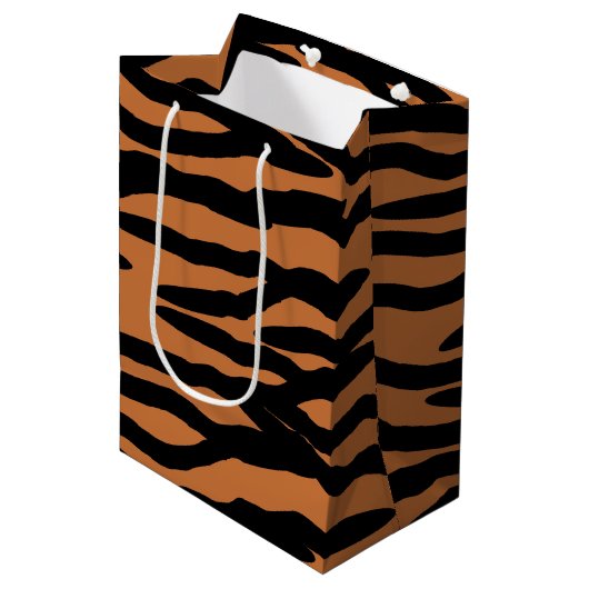 Tiger-Haut-Muster Mittlere Geschenktüte (Vorderseite Schrägansicht)