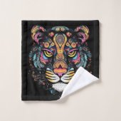 Tiger Head Badhandtuch Set (Waschlappen)