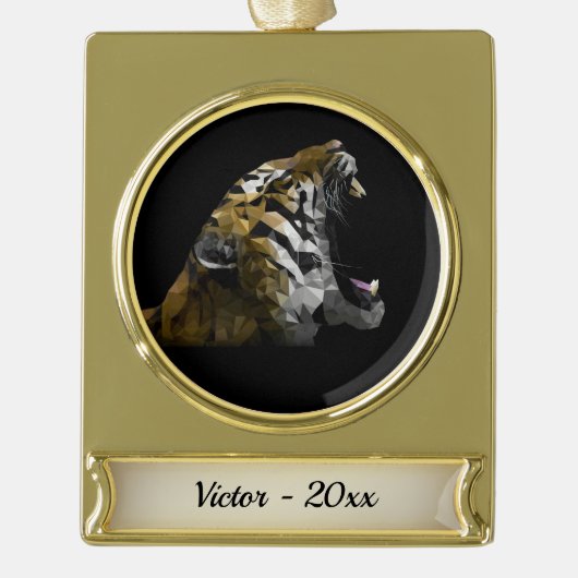 Tiger Head Banner-Ornament Gold (Vorderseite)