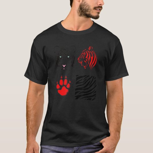 Tiger Head Cricut Red Tiger's Paw mit Wildtier T-Shirt (Vorderseite)