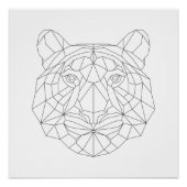 Tiger Head Geometrie Schwarz-weiß moderne Kunstdru Poster (Vorderseite)