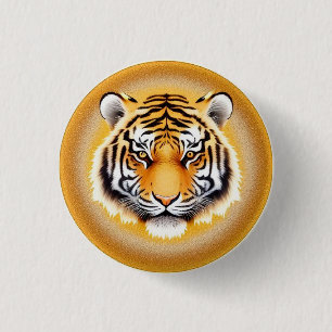 Tiger Head Gerahmt mit Golden Glows Aura Button