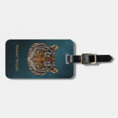 Tiger Head Green Leaather Look Gepäckanhänger (Vorderseite horizontal)