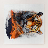 Tiger head in the jungle / Tiger Kopf im Dschungel Puzzle (Horizontal)