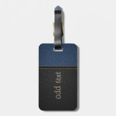 Tiger Head Leathe Look Blue, Black Gepäckanhänger (Rückseite vertikal)