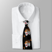 Tiger Head mit Paw-Prinzen auf schwarzen Necktie Krawatte (Gebunden)