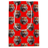 Tiger Head Muster Red Mittlere Geschenktüte (Vorderseite)