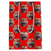 Tiger Head Muster Red Mittlere Geschenktüte (Rückseite)