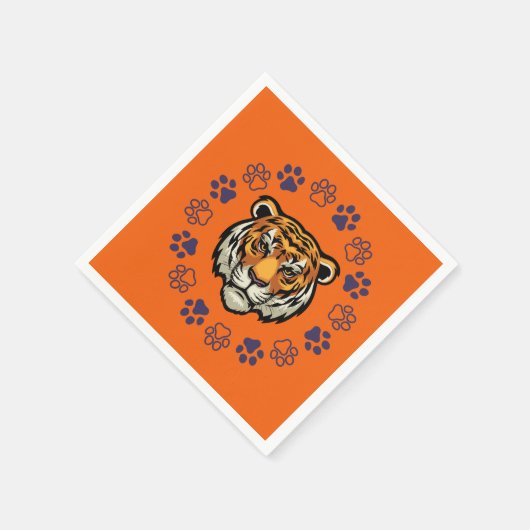 Tiger Head Napkin Orange & Blue Serviette (Ecke)