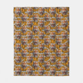 Tiger Head on Tiger Skin Animal Print Design Fleecedecke (Vorderseite)