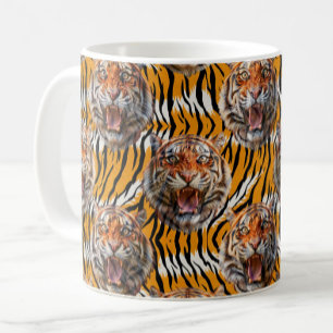 Tiger Head on Tiger Skin Animal Print Design Kaffeetasse