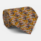 Tiger Head on Tiger Skin Animal Print Design Krawatte (Gerollt)