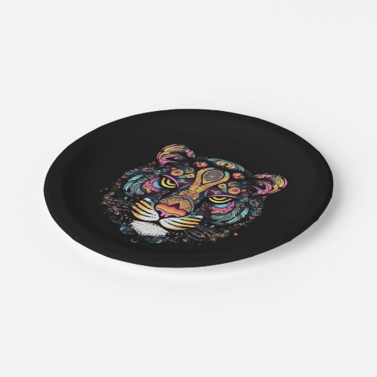 Tiger Head Pappteller (Schrägansicht)