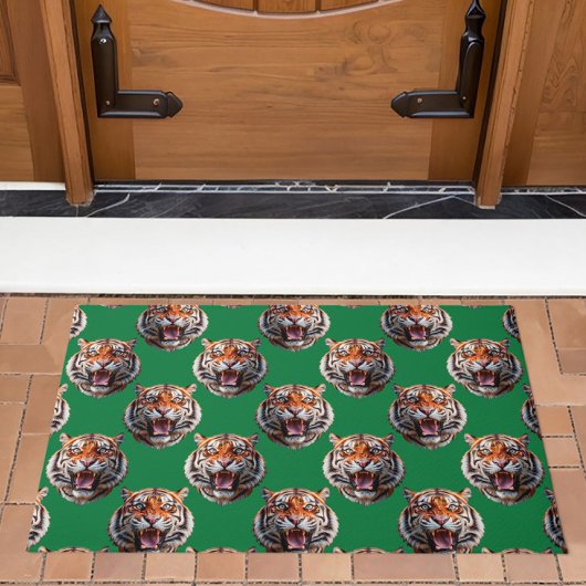 Tiger Head Pattern Design Green  Fußmatte
