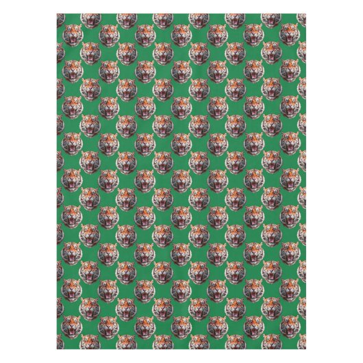 Tiger Head Pattern Design Green  Tischdecke (Vorderseite)