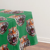 Tiger Head Pattern Design Green  Tischdecke