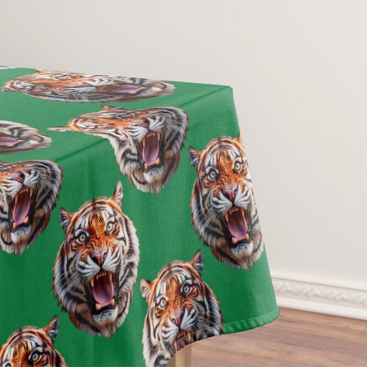 Tiger Head Pattern Design Green  Tischdecke