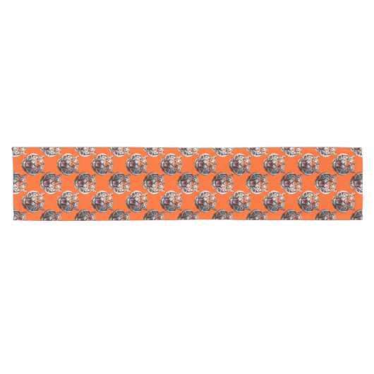 Tiger Head Pattern Design Orange Kurzer Tischläufer (Horizontal)