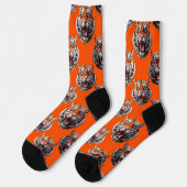 Tiger Head Pattern Design Orange  Socken (Linkes Detail)