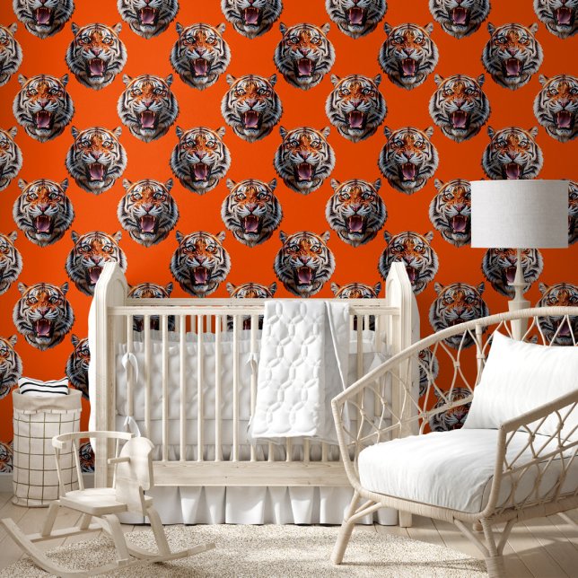 Tiger Head Pattern Design Orange  Tapete (Von Creator hochgeladen)