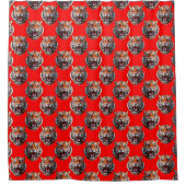 Tiger Head Pattern Design Red Duschvorhang (Vorderseite)