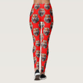 Tiger Head Pattern Design Red Leggings (Rückseite)