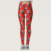 Tiger Head Pattern Design Red Leggings (Vorderseite)