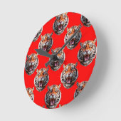 Tiger Head Pattern Design Red Runde Wanduhr (Winkel)