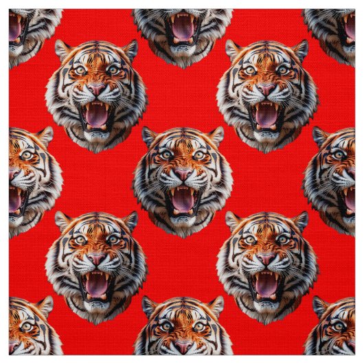 Tiger Head Pattern Design Red Stoff (Muster)