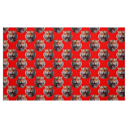 Tiger Head Pattern Design Red Stoff (Fat Quarter (45,7 x 55,9 cm))