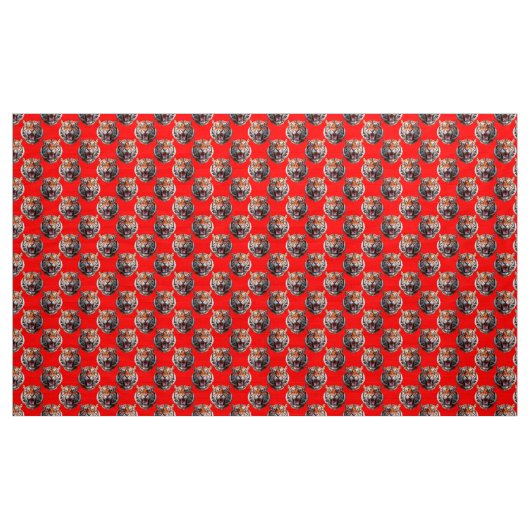 Tiger Head Pattern Design Red Stoff (Yard (91,4 cm))