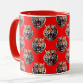 Tiger Head Pattern Design Red Tasse