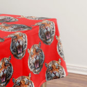 Tiger Head Pattern Design Red Tischdecke