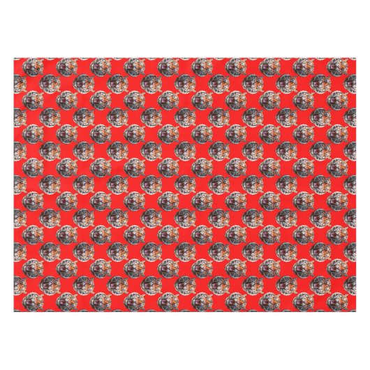 Tiger Head Pattern Design Red Tischdecke (Vorderseite (Horizontal))