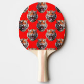 Tiger Head Pattern Design Red Tischtennis Schläger (Rückseite)