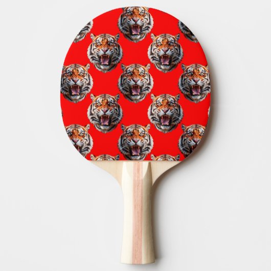 Tiger Head Pattern Design Red Tischtennis Schläger (Vorderseite)