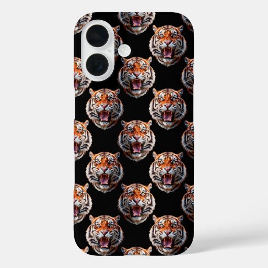 Tiger Head Pattern Design - Schwarz Case-Mate iPhone Hülle (Rückseite)