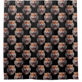 Tiger Head Pattern Design - Schwarz Duschvorhang (Vorderseite)