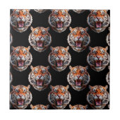 Tiger Head Pattern Design - Schwarz Fliese (Vorderseite)