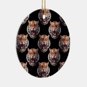 Tiger Head Pattern Design - Schwarz Keramik Ornament (Rechts)