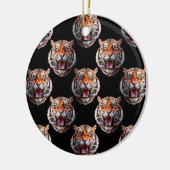 Tiger Head Pattern Design - Schwarz Keramik Ornament (Links)