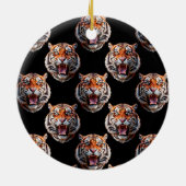Tiger Head Pattern Design - Schwarz Keramik Ornament (Hinten)